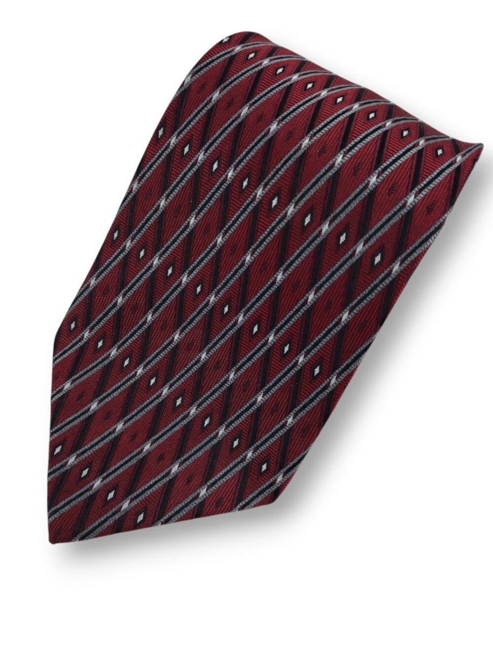 Stafford Dark Red All Silk Handmade Diamond Patterned Necktie 4 x 56